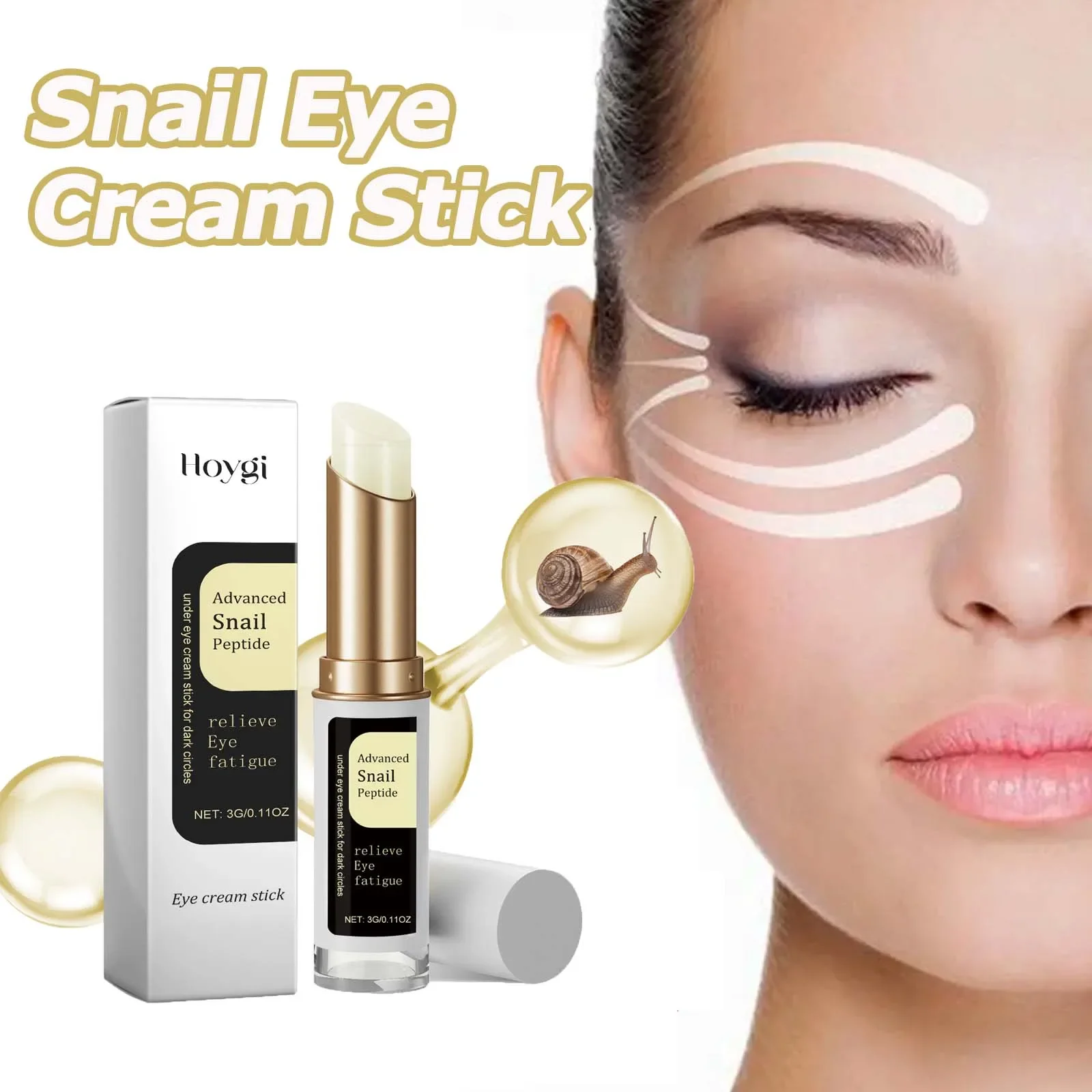 

Snail Eye Cream Stick Collagen Fade Fine Lines Wrinkle Lightening Dark Circles Firming Eye Bags Puffiness Moisturizing Eye Cream