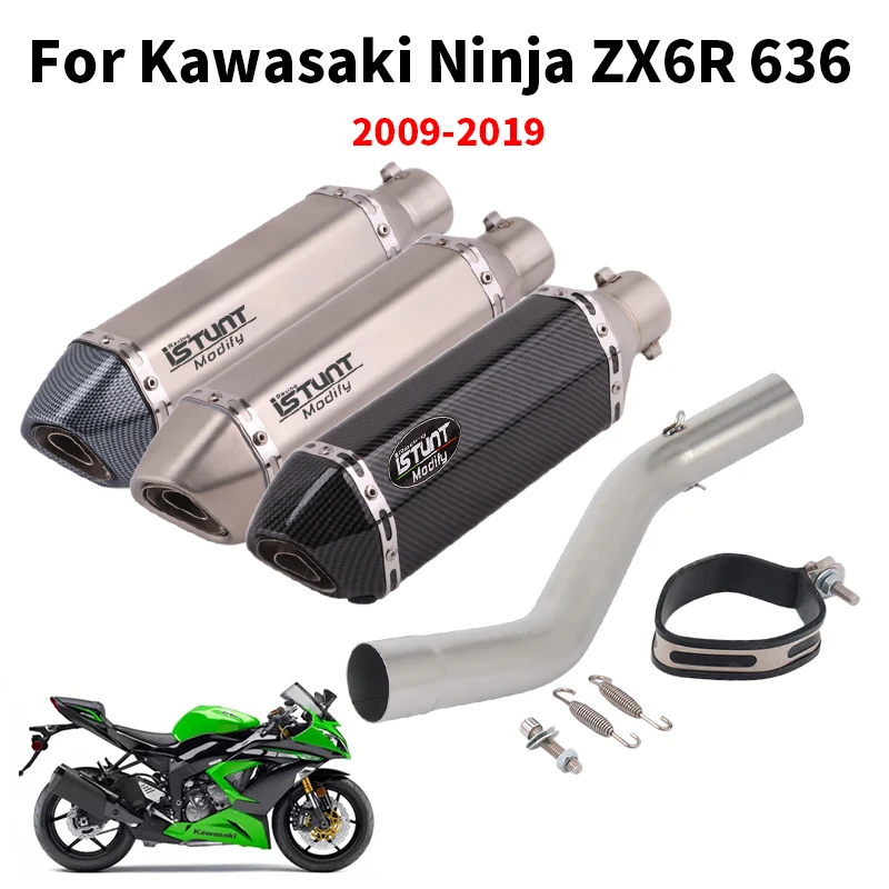 

Slip On Motorcycle Exhaust Escape Middle Link Pipe Moto Muffler DB Killer For Kawasaki ZX6R ZX-6R Ninja 636 ZX 6R 2009 - 2019