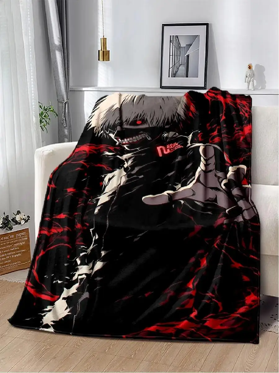 طوكيو الغول Kaneki الكرتون أنيمي لينة الفانيلا رمي بطانية مريحة ل أريكة تتحول لسرير غرفة نوم المنزل هدية للأطفال البالغين #2