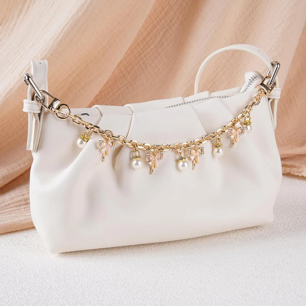 Neuer Y2K Taschenkettenanhänger für Handtaschen-Accessoires, mehrschichtiger Metallanhänger, Schlüsselanhänger, DIY Schleifen-Perlen-Ästhetik für Mädchen, Geschenk – Detail 1