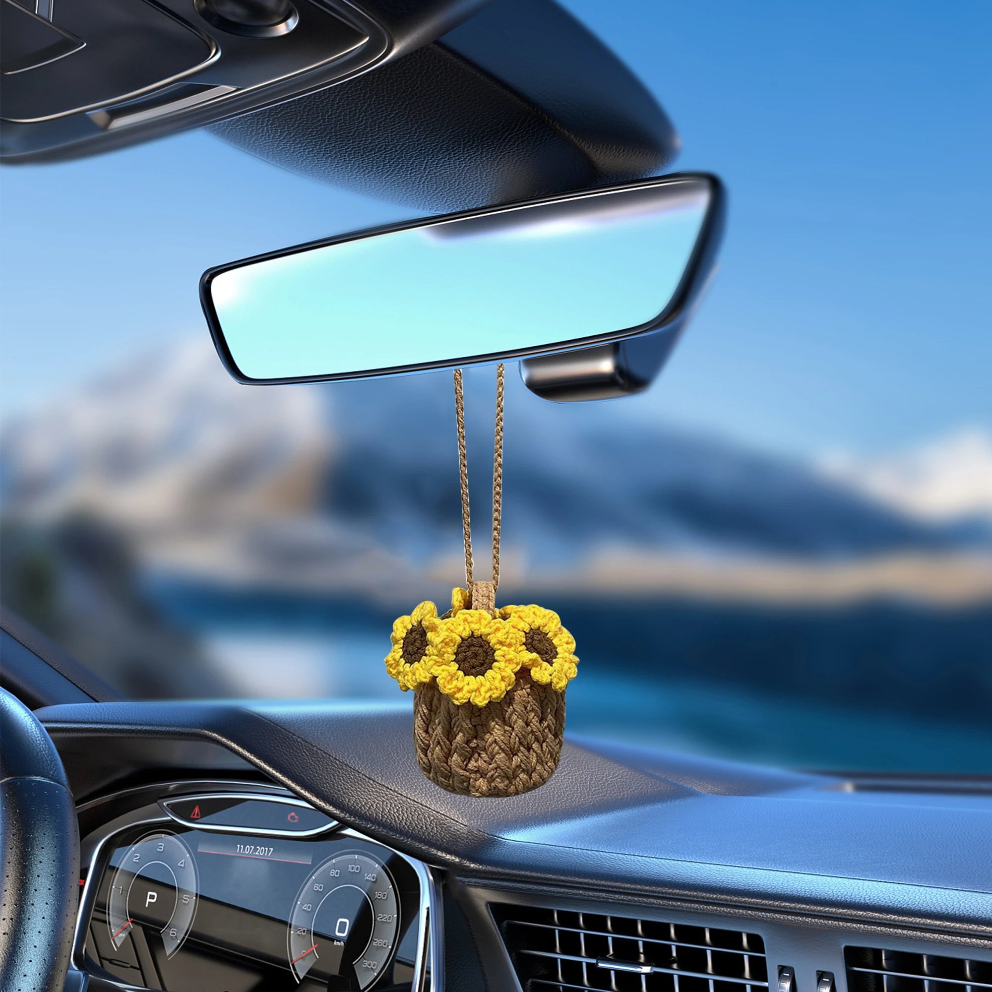 

Car Rearview Mirror Pendant Handmade Diy Wool Weaving Bouquet Finished Product For Girlfriend Girlfriends Gift