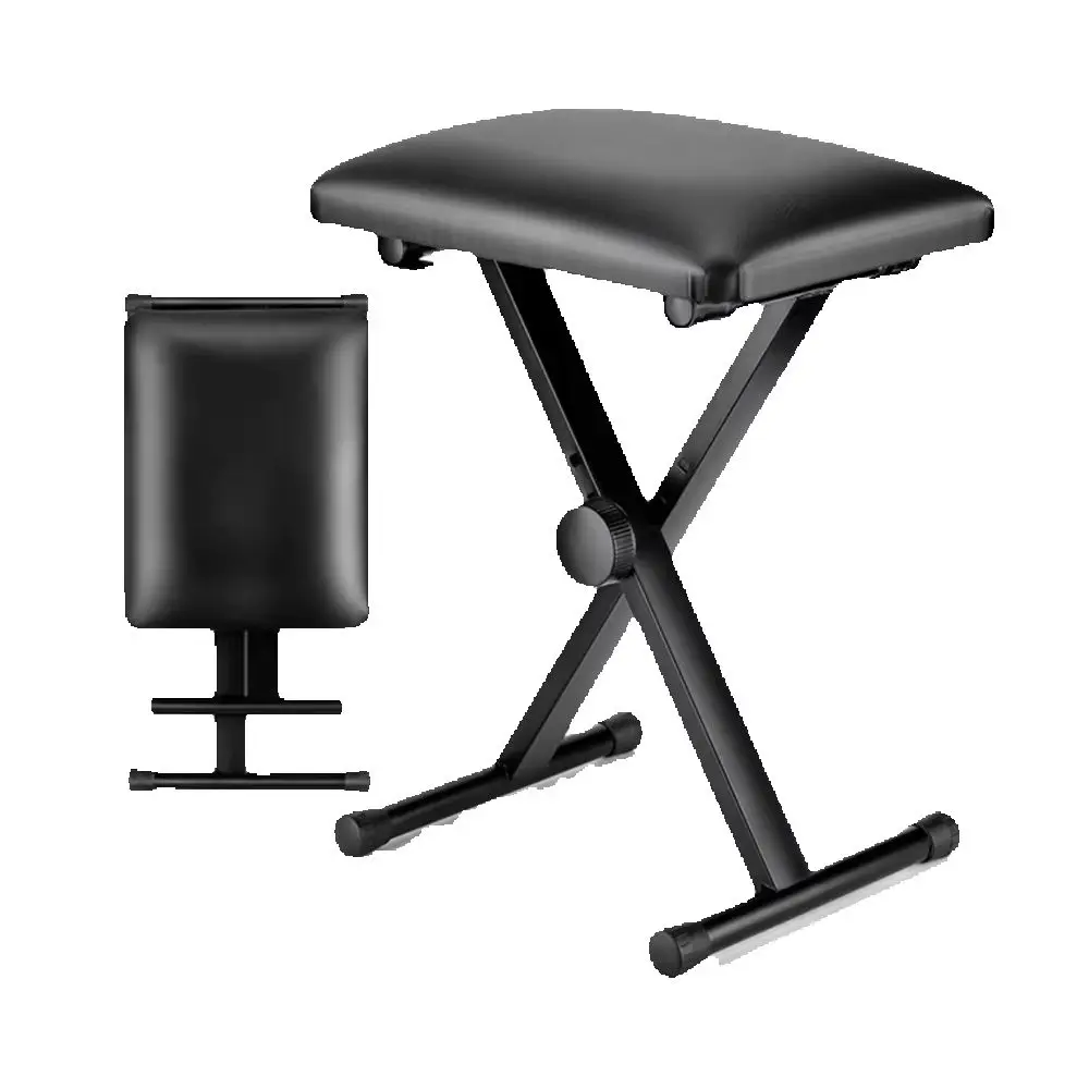 X-Style Keyboard Bench Electronic Piano Folding Stool Black Adjustable Height Piano Stool Keyboard Instrument Accessory