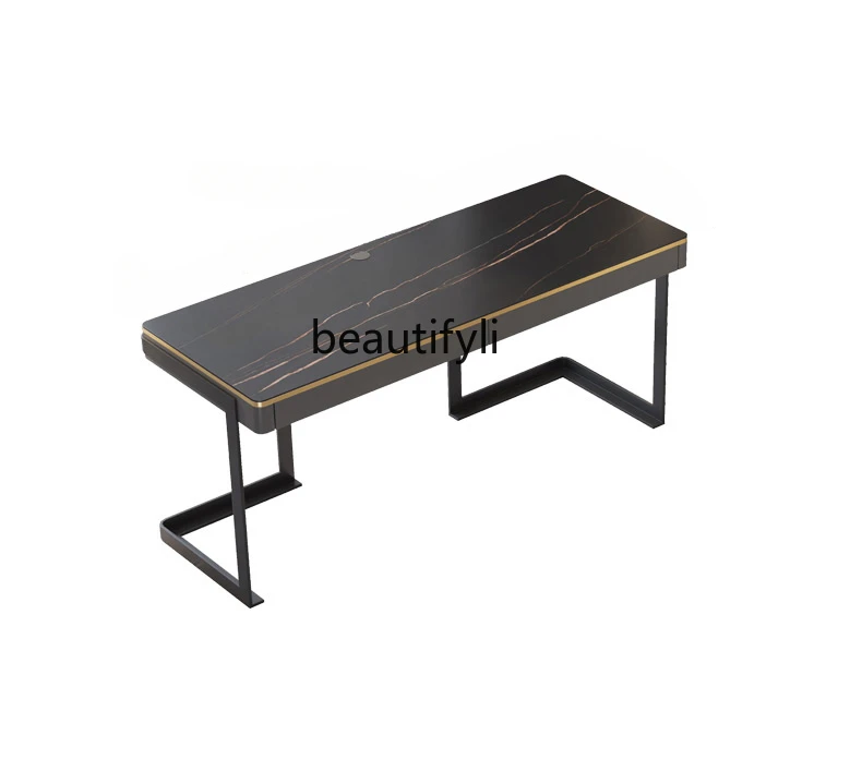 Light Luxury Stone Plate Bedroom Desk Narrow Modern Simple Solid Wood Study Computer Small Apartment Writing Bookstand