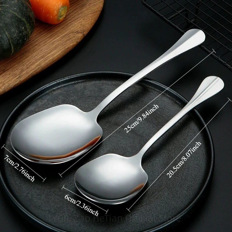 Stainless Steel Large Stainless Steel Rice Spoon Ergonomic Metal Serving Spoon Kitchen Flatware Salad Serving Utensils For Pasta