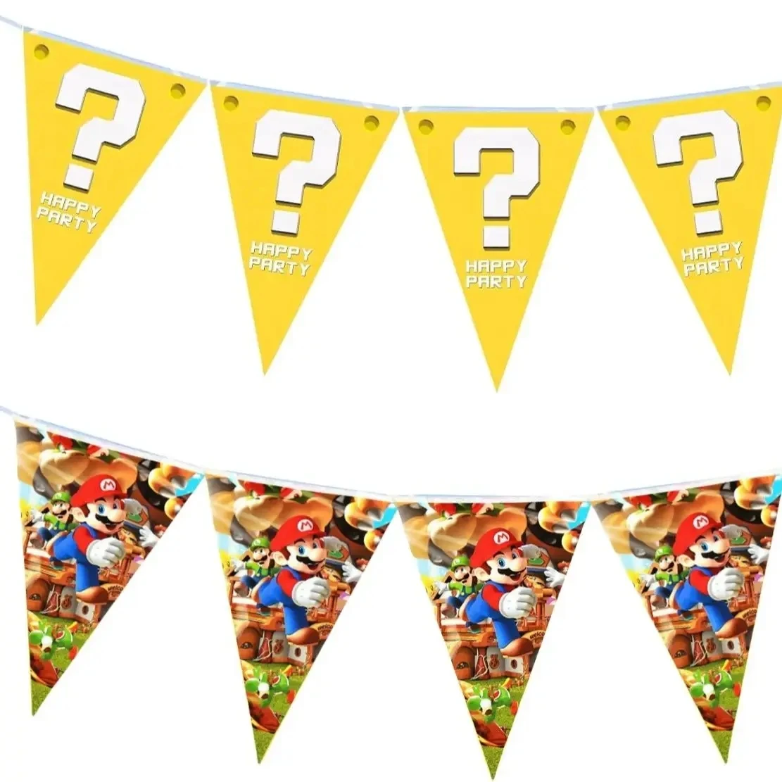 Mario Happy Birthday Banner Super Pennant Pulling Hanging Party Garland Flag Party Decor Kid Favor DIY Baby Shower Party Supplie