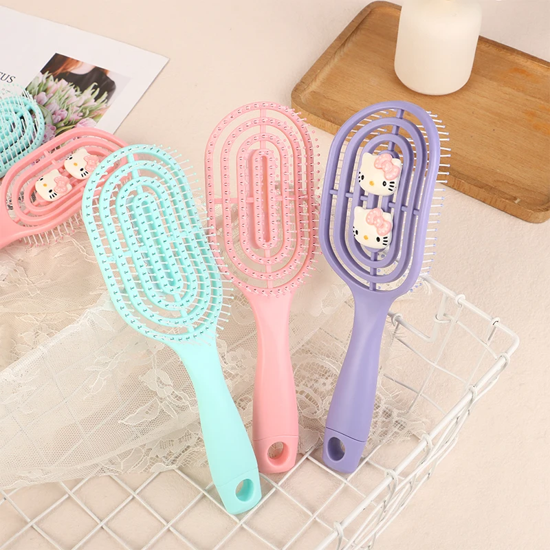 Fashion Kawaii Sanrio Hello Kitty Massage Airbag Comb Anime Cartoon Hair Brush Handle Portable Combs Girl Children Gifts DIY