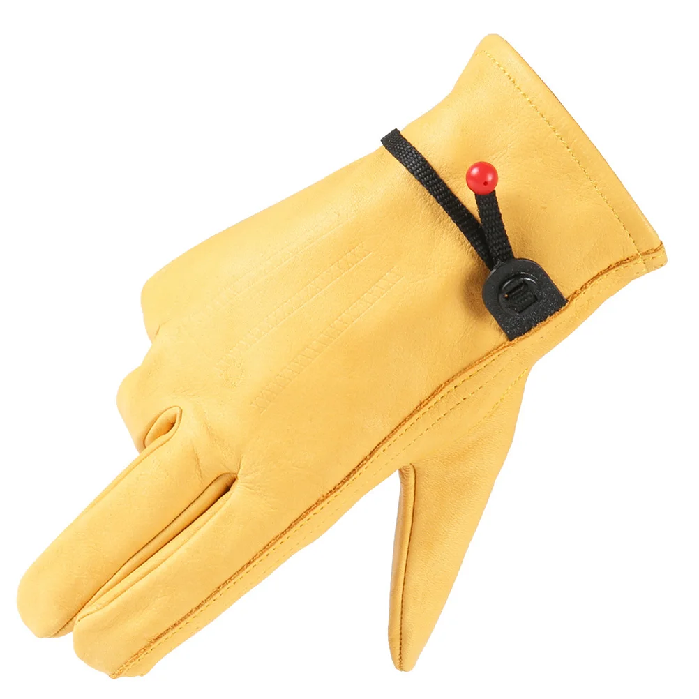 

Premium Cowhide Gloves Vintage Unisex Windproof Thicken Warm Anti-Slip Protection For Driving Cycling Camping Sports