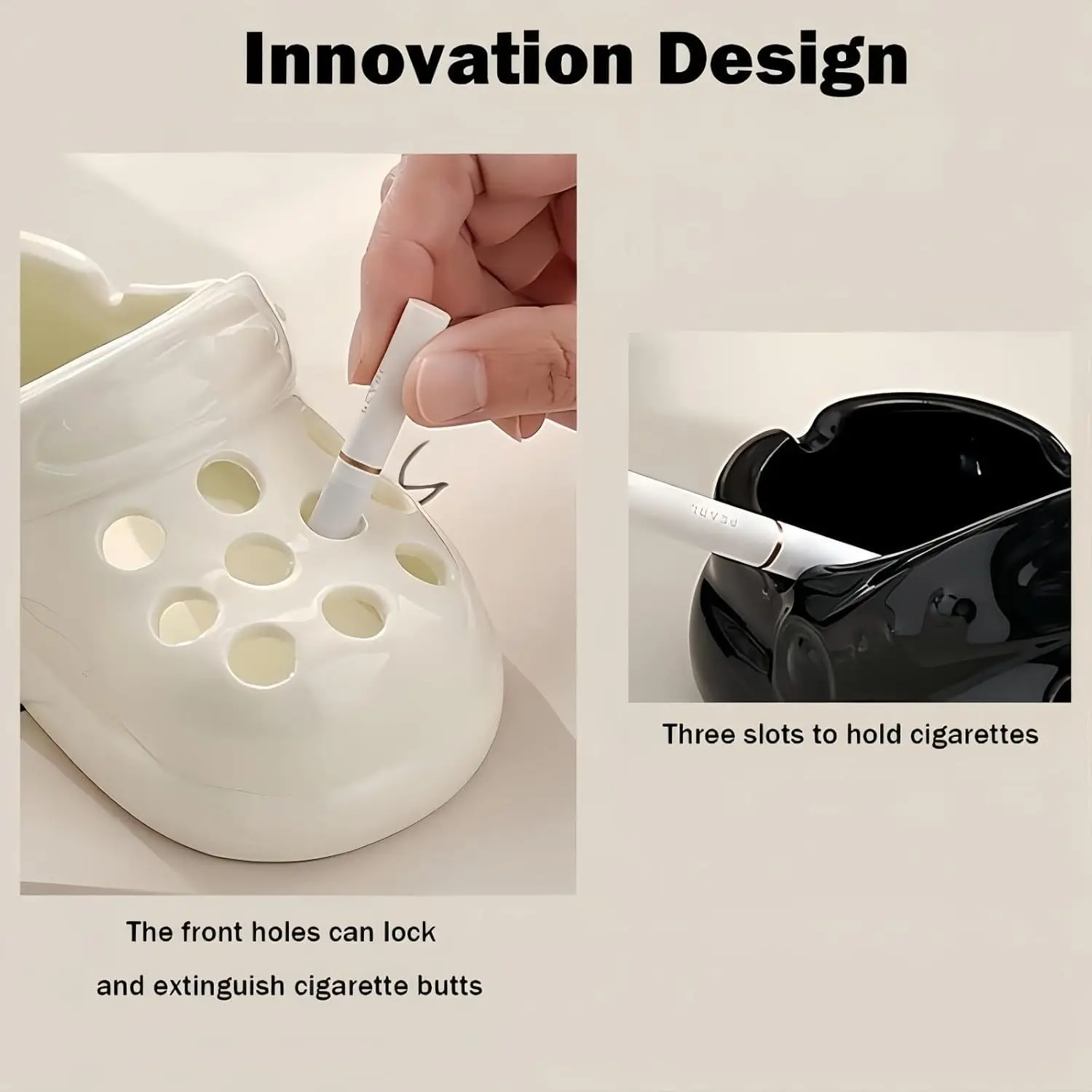 

Ceramic Ashtray Cute Hole-in-the-wall Shoes Car Interior Decoration Ornaments Office Living Room Ashtray Car Ash-proof Ashtray