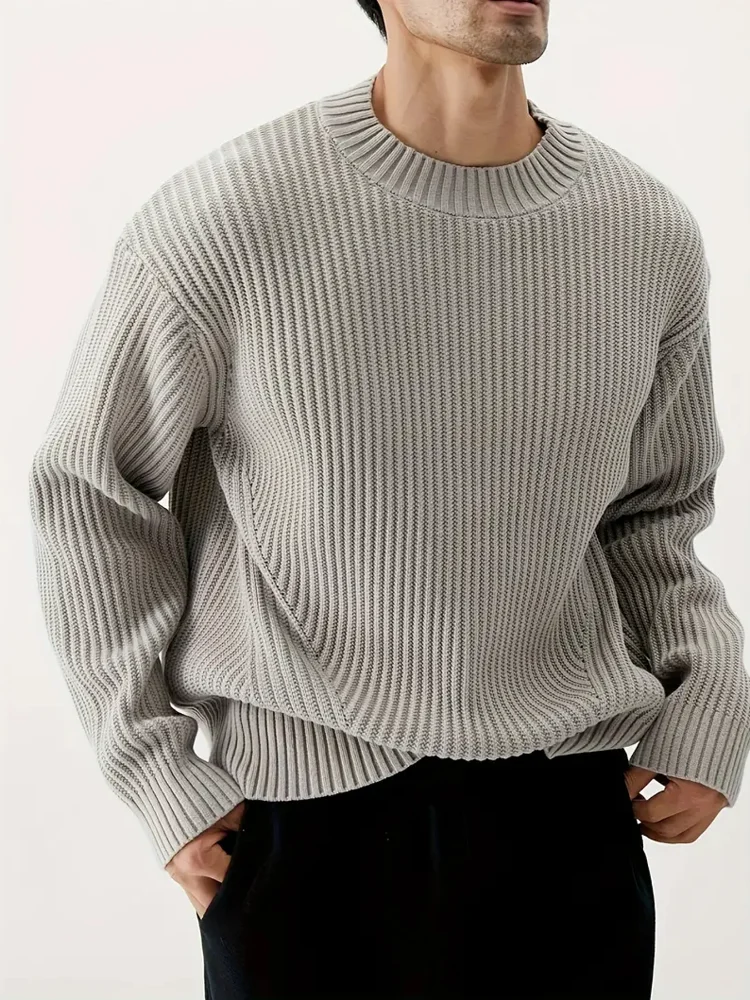 Autumn Winter Pullovers Men Solid Thicken Warm All-match Knitwear Korean Fashion Sweater Loose Cozy Trendy Casual Couple Clothes