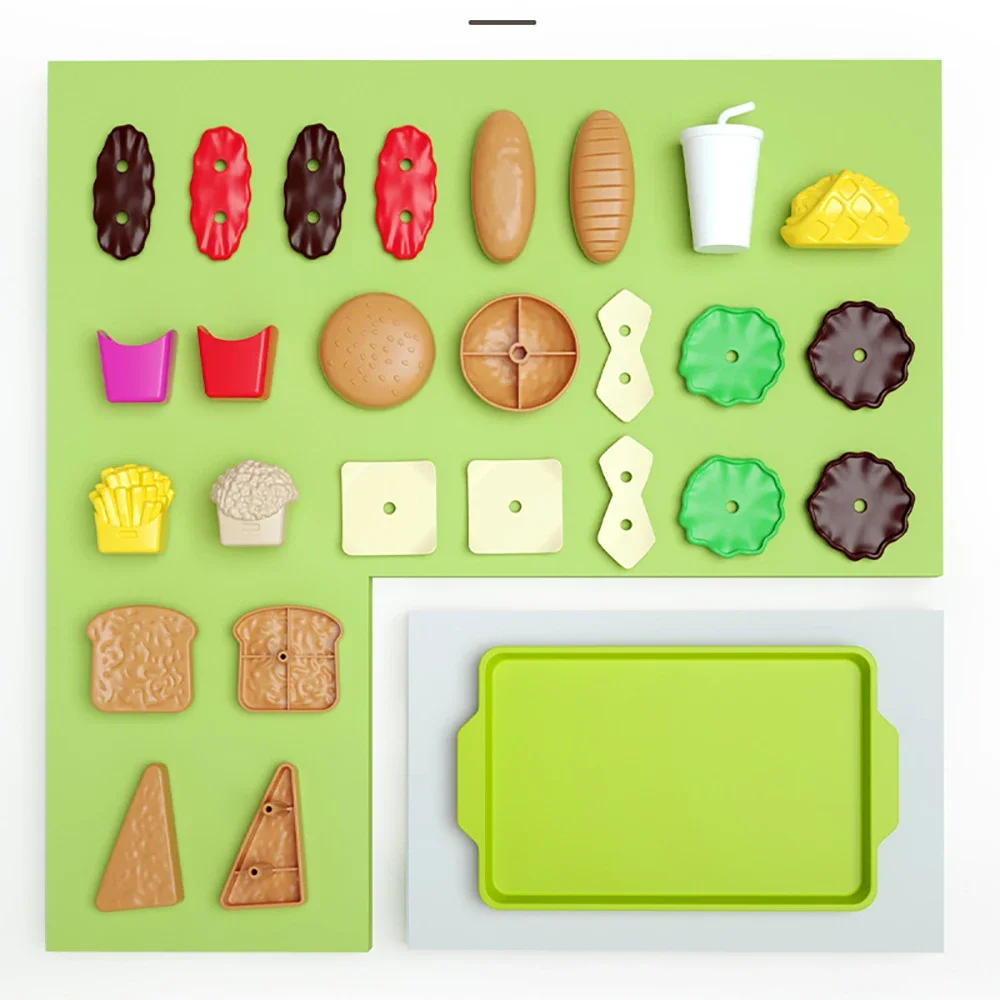 Ensemble de jouets de cuisine pour enfants, hamburger, mini nourriture de simulation, jouets de cuisine pour filles, sandwich, frites, jeu d'assemblage