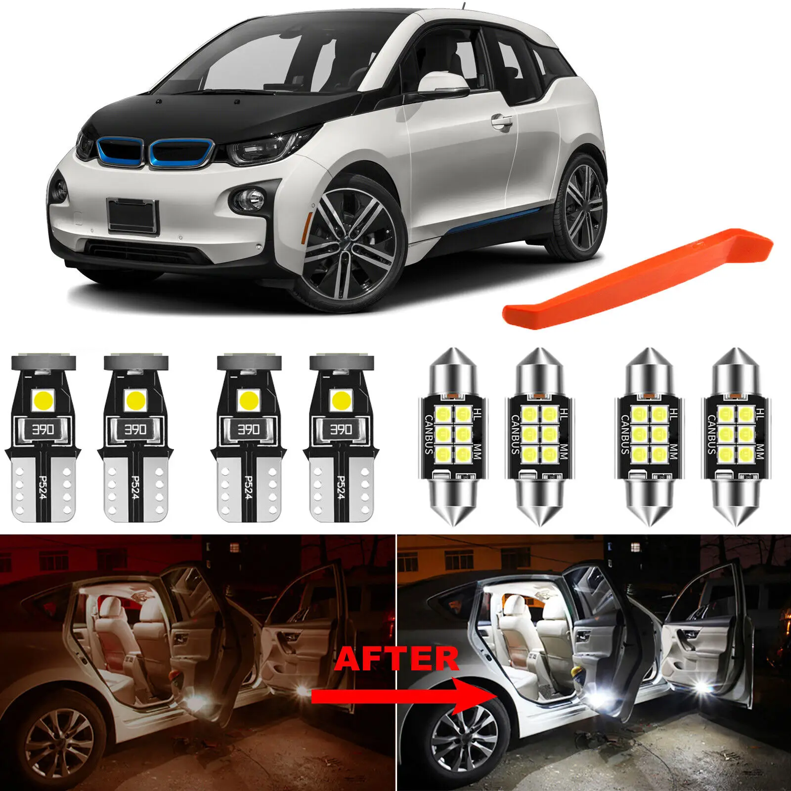 

Winetis 18Pcs CANbus Error Free Interior LED 6000K White Light Bulb Kit for 2014-2018 BMW i3 + Free Tool