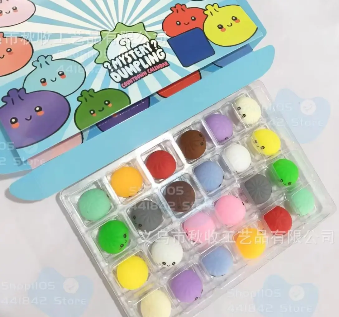 24 Days Dumpling Squishy Advent Calendar Countdown Blind Box Stress Relief Toys for Party Favors