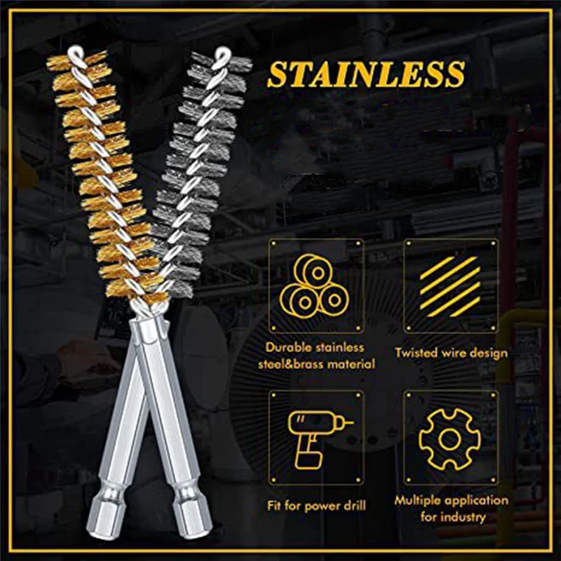 12 шт., щётка из нержавеющей стали с ручкой, 1/4 дюйма
