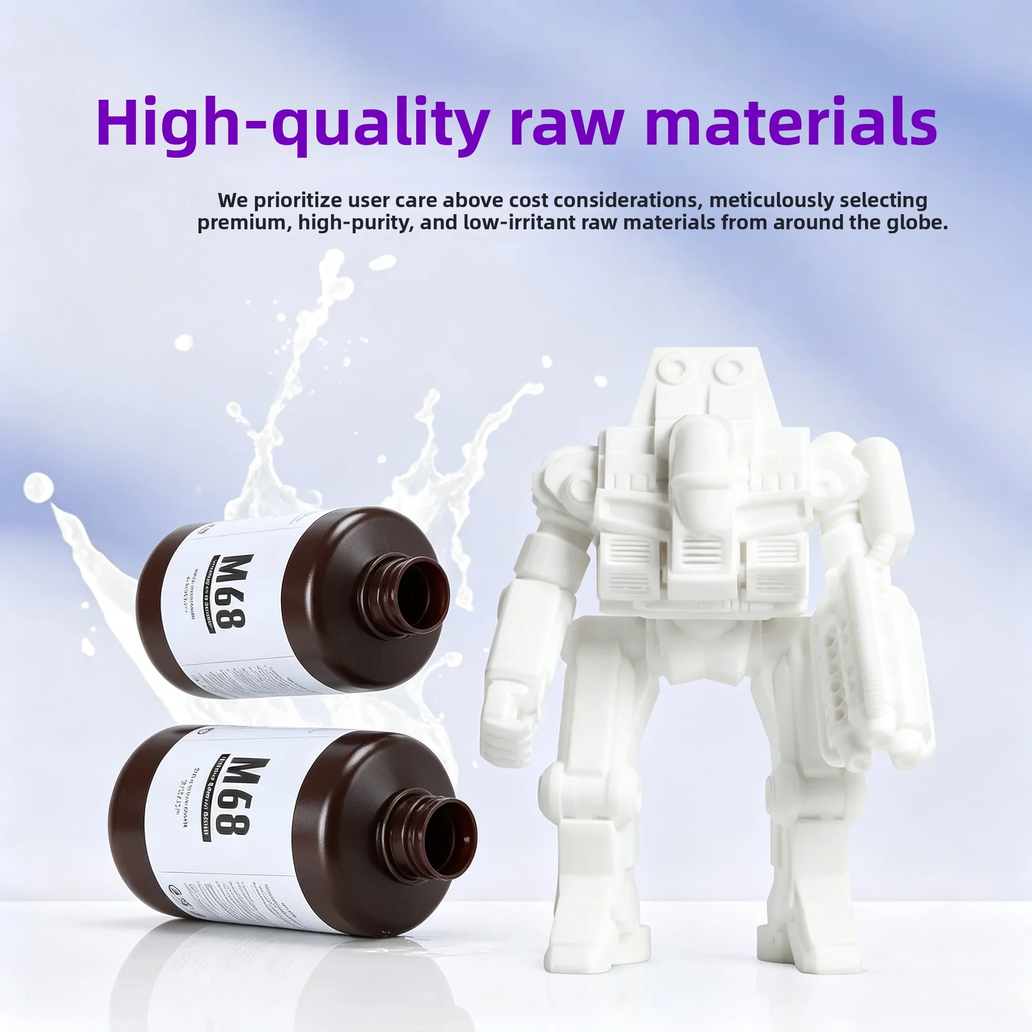 1kg Low‑Odor Anti‑Yellowing White UV‑Curing Resin High Toughness 3D Printer Consumable for Fine Artistic Model Craft Making