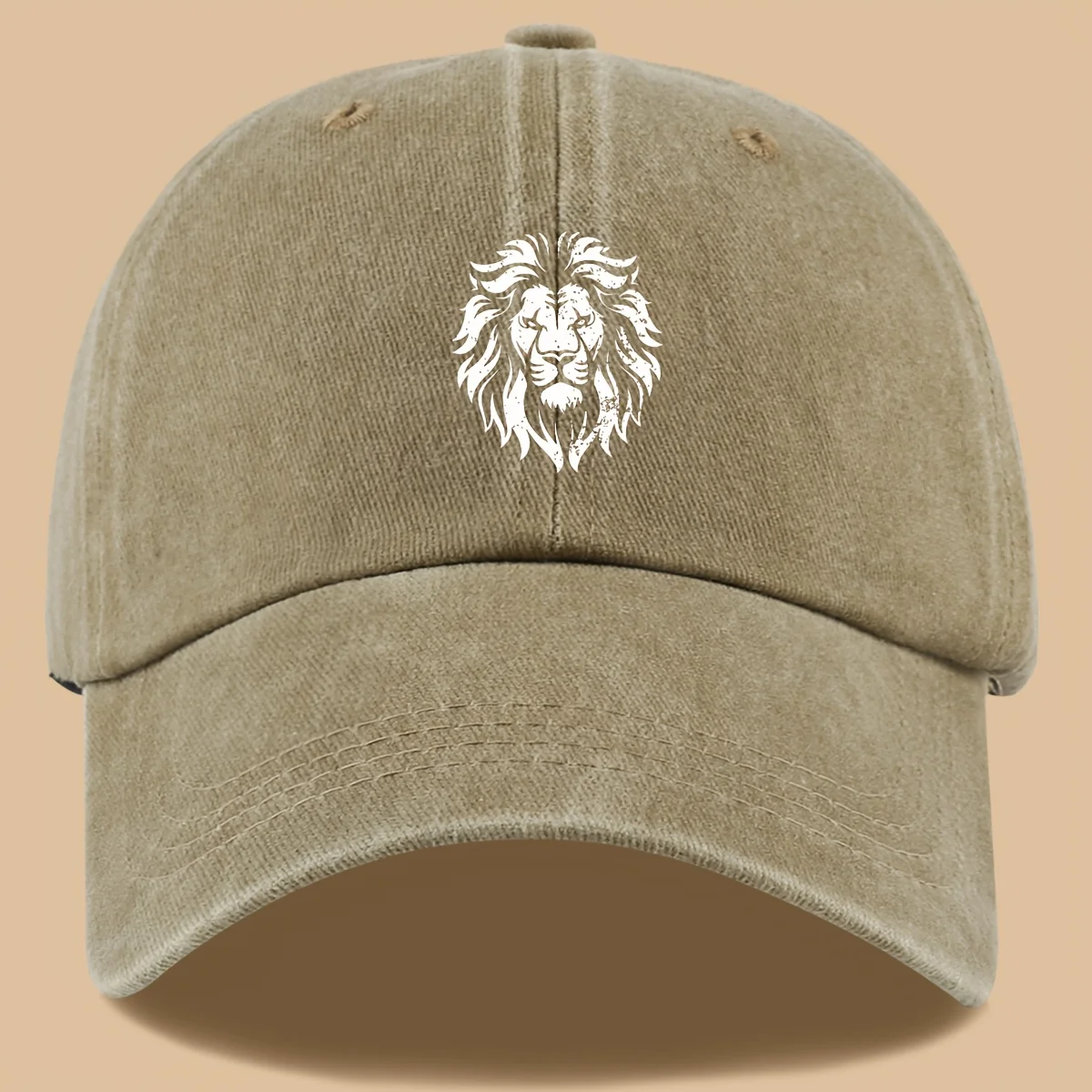 Casquette de baseball imprimée lion de couleur unie, chapeau de soleil léger, confortable et respirant pour l'extérieur, élégant, simple et beau, 1 pièce