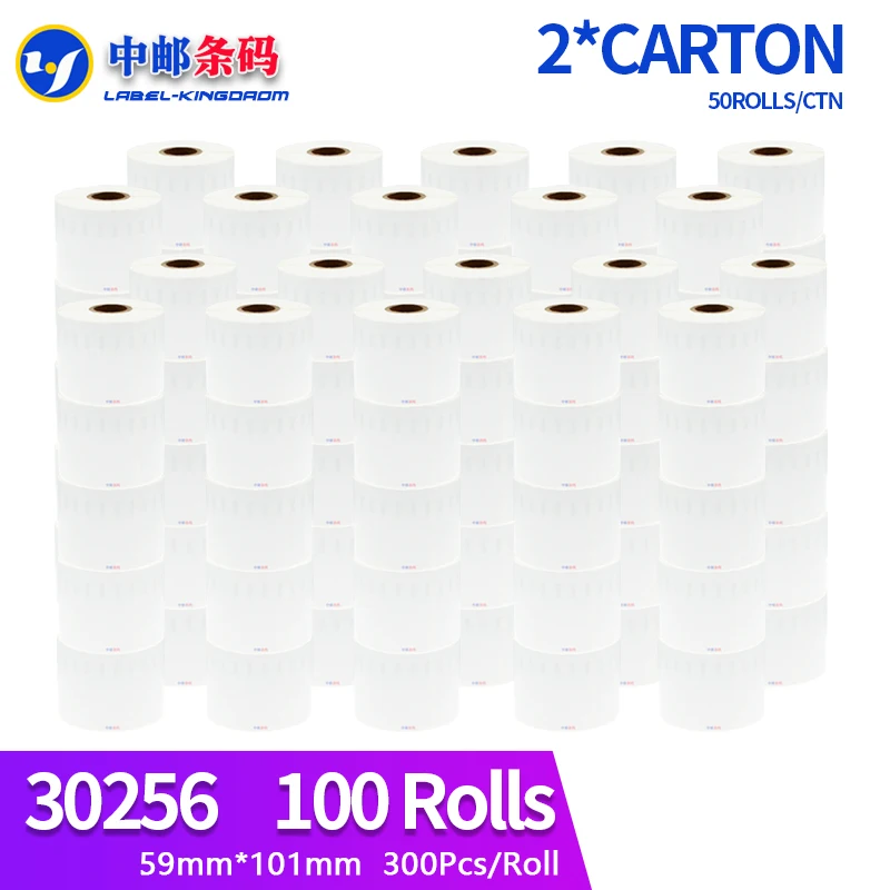 

100 Rolls Dymo Compatible 30256 White Label 59mm*101mm 300Pcs/Roll Compatible for LabelWriter 450Turbo Printer Seiko SLP 440 450