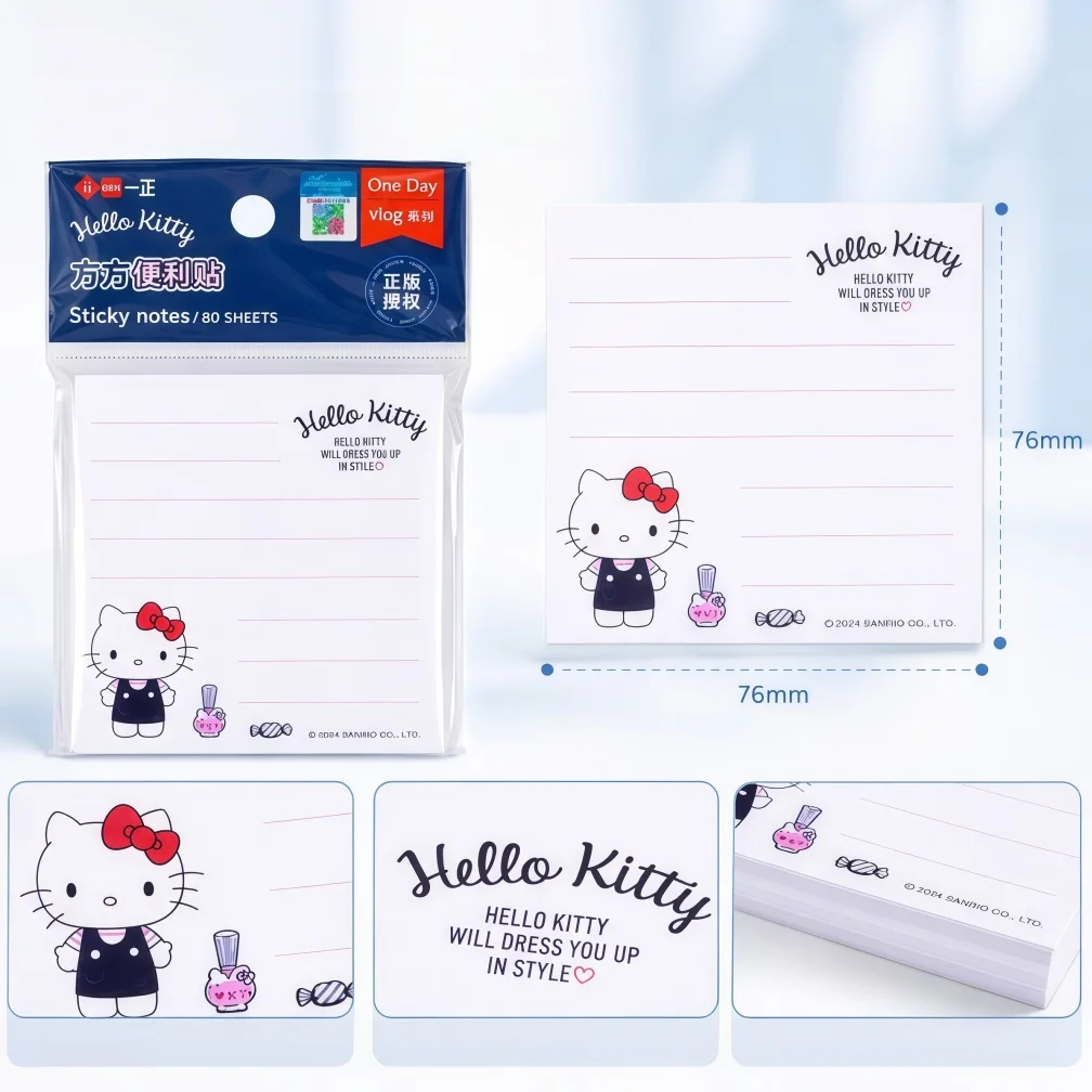 50 Sheets/Book Sanrio Hello Kitty Cartoon Sticky Notes for Girls, Tearable Sticky Notes for Primary School Students in the Classroom