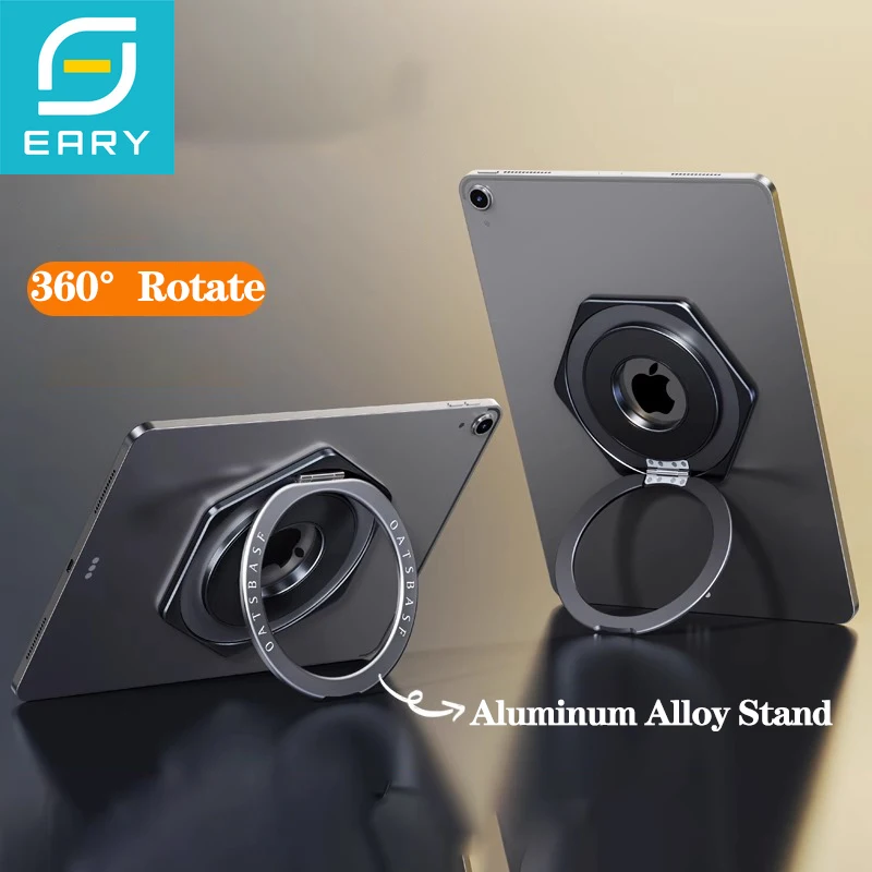 

Eary Aluminum Alloy Magnetic Tablet Holder With 360° Rotate Kickstand Adhesive Mount Stand Small Bracket Universal for iPad Mini