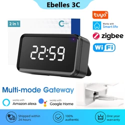 Tuya Multi-mode Gateway Hub with Time Display ZigBee Bluetooth Smart Home Wireless Bridge Smart Life APP Voice for Alexa Google