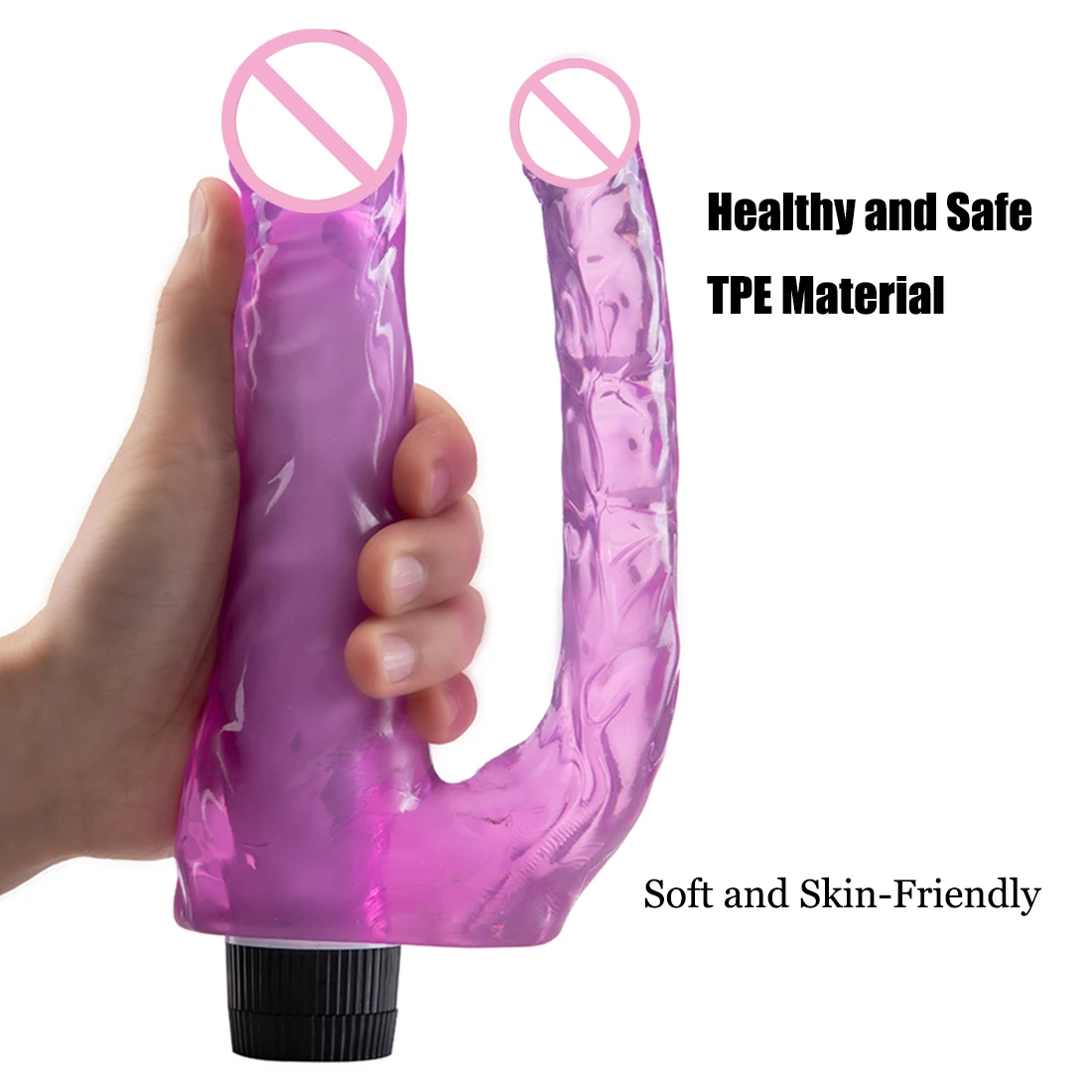 Vibrating Double Dildos Double Penetration Vagina and Anus Soft Skin Feel Phallus Huge Dick Erotic Big Penis Sex Toys for Women