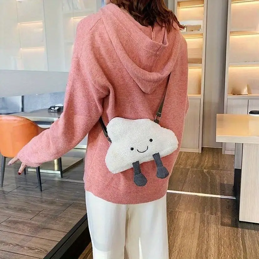 1 Pcs Fashion Cartoon Clouds Satchel Bags Kawaii Plush Soft Phone Purses Women Lovely Shoulder Bag Ladies Crossbody Bags
