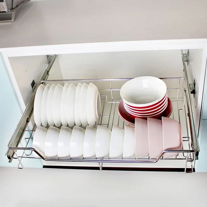 yesKitchen Basket Slide Seasoning Basket Cupboard Guide Rail Three Section Bottom-mounted Side-mounted Cabinet Drawer Guide Ra