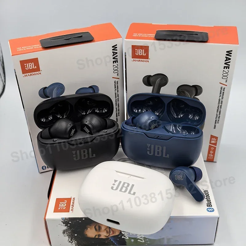 سماعات JBL WAVE 200TWS الأصلية بلوتوث 5.0 سماعات رأس رياضية مع ميكروفون إصدار HK JBL W200 TWS سماعات أذن لاسلكية True Headse
