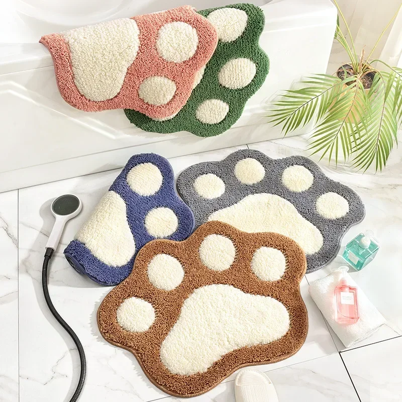 Cartoon Foot Shape Bath Mat Bathroom Door Absorbent Foot Mat Anti-slip Microfiber Bathroom Rug Machine Washable Bath Carpet