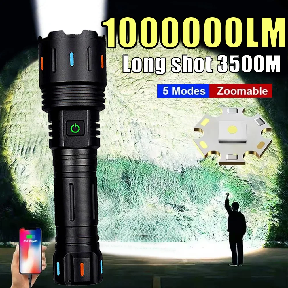 

NEW 1000000LM High Power Led Flashlights Powerful Battery 15000mah Tactical Flashlight Emergency Spotlight Outdoor Camping Lamp