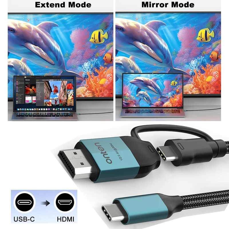 

USB-C to USB-C HDMI-compatible Cable external screen Docking Station Splitter Extender Splitter Adapter USB video converter