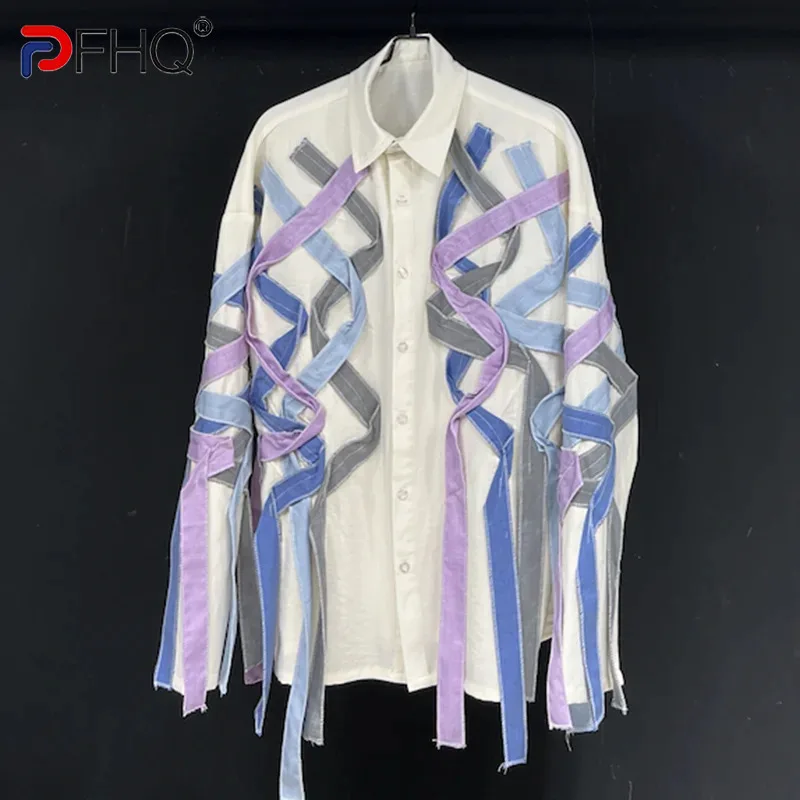 

PFHQ Long Sleeve Shirts Men's Trendy Brand Loose Delicacy Single Breasted Patchwork Original Advanced Tops Summer Male 21Z4994