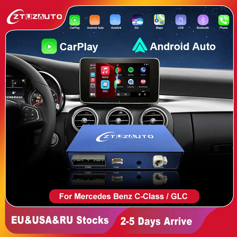 

bezprzewodowy CarPlay dla Mercedes Benz C-Class W205 i GLC 2014-2019, z funkcją Android Auto Mirror Link AirPlay Car Play