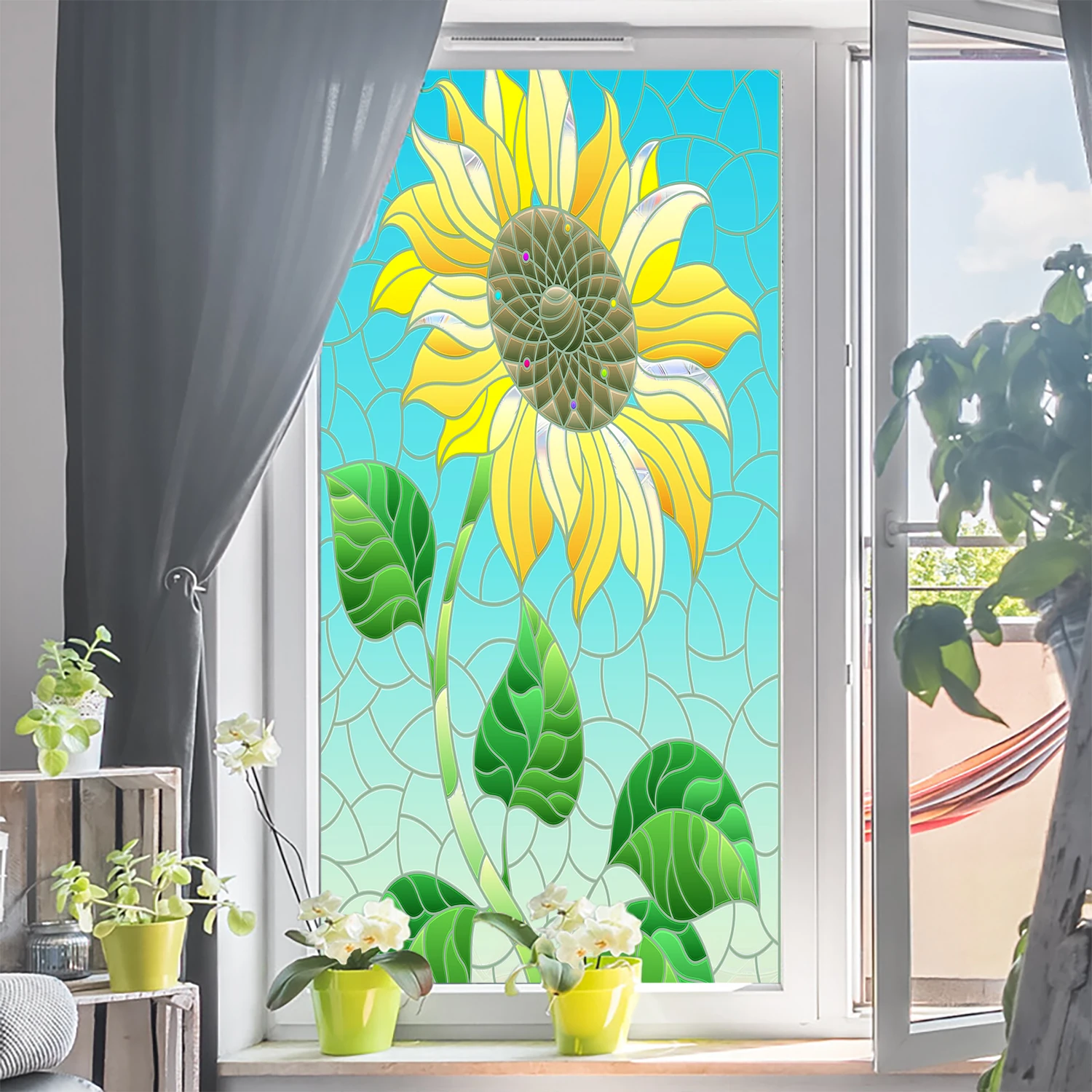 Regenbogen-Blumen-Sonnenfänger, Sichtschutzfolie, UV-Schutz, Glas, statisch haftendes Dekor für Badezimmertür, Küche – Detail 27