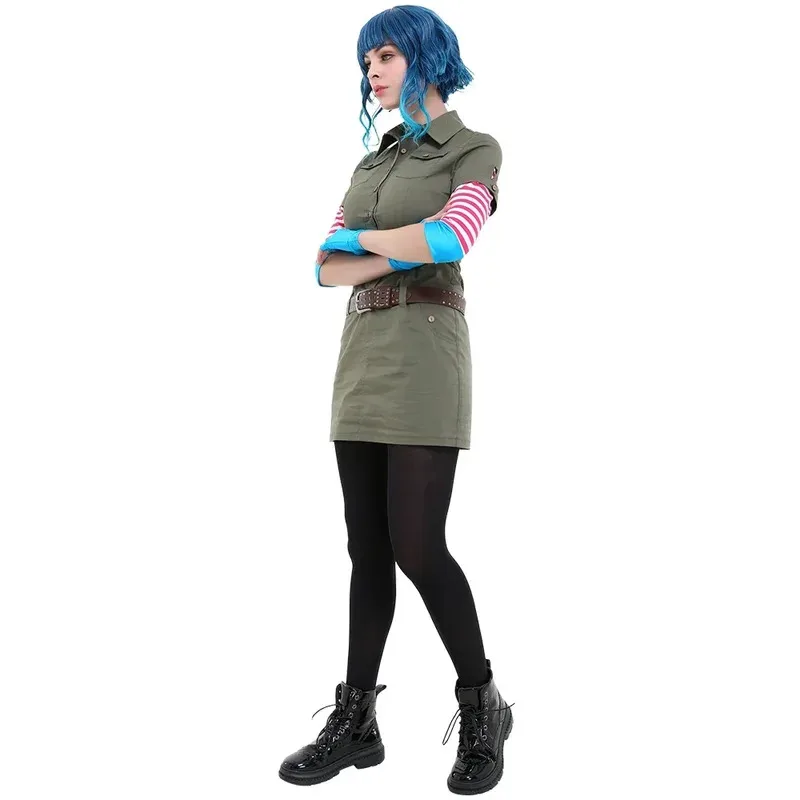 

Miccostumes Women's Ramona Flowers Cosplay Costume Cargo Dress Outfit with Star Circle Messenger Bag Fullsetc;6,r'8;p'