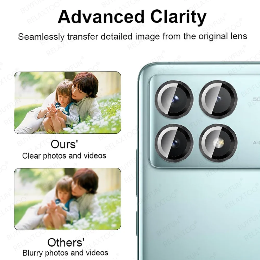 For Poco X6 Pro Rear Alloy Metal Lens Tempered Glass Ring Case PocoX6 PocoX6Pro Pocco X6Pro X 6 5G Camera Screen Protector Cover