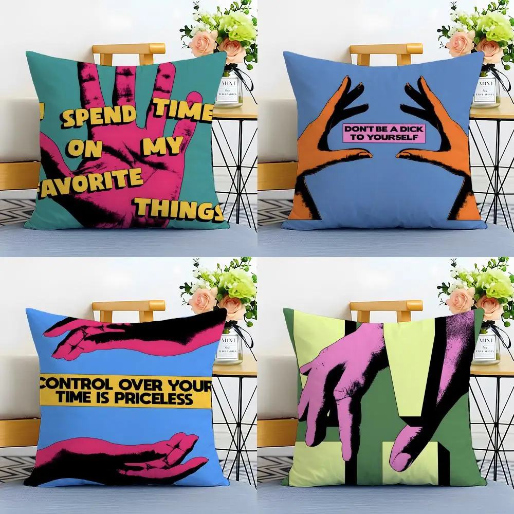 Stylish Playful Creative finger poster Cushion Cover Linen Minimalist Soft  for Sofa Bed Home Room Decor