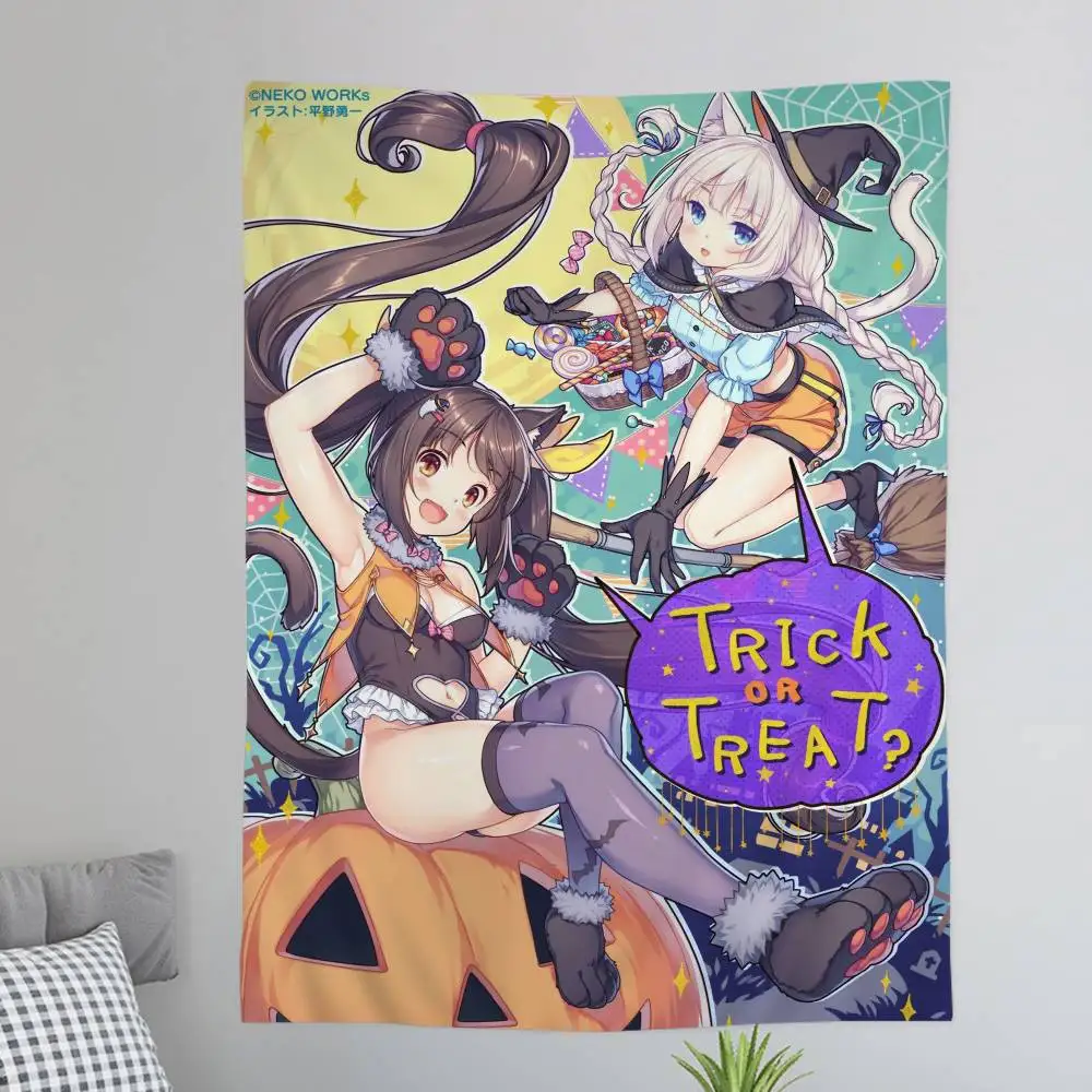 Anime Kawaii Mädchen Nekopara Tapisserie Boden Matte Nicht-Slip Waschküche Matte Wäsche Dekor Balkon Kind Haushalt Teppiche