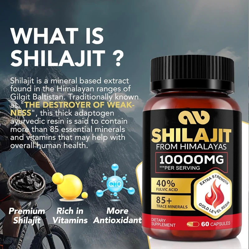 

Shilajit, Natural Shilajit from the Himalayas, containing 85+trace minerals and 40% fulvic acid (60 capsules)