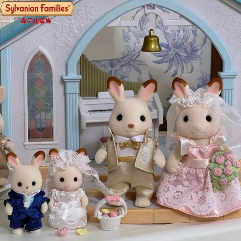 

Original Japan Sylvanian Families Anime Figures Toy Chocolate Rabbit Wedding Set Cute Figurine Model Room Decoration Gift Toy ﻿