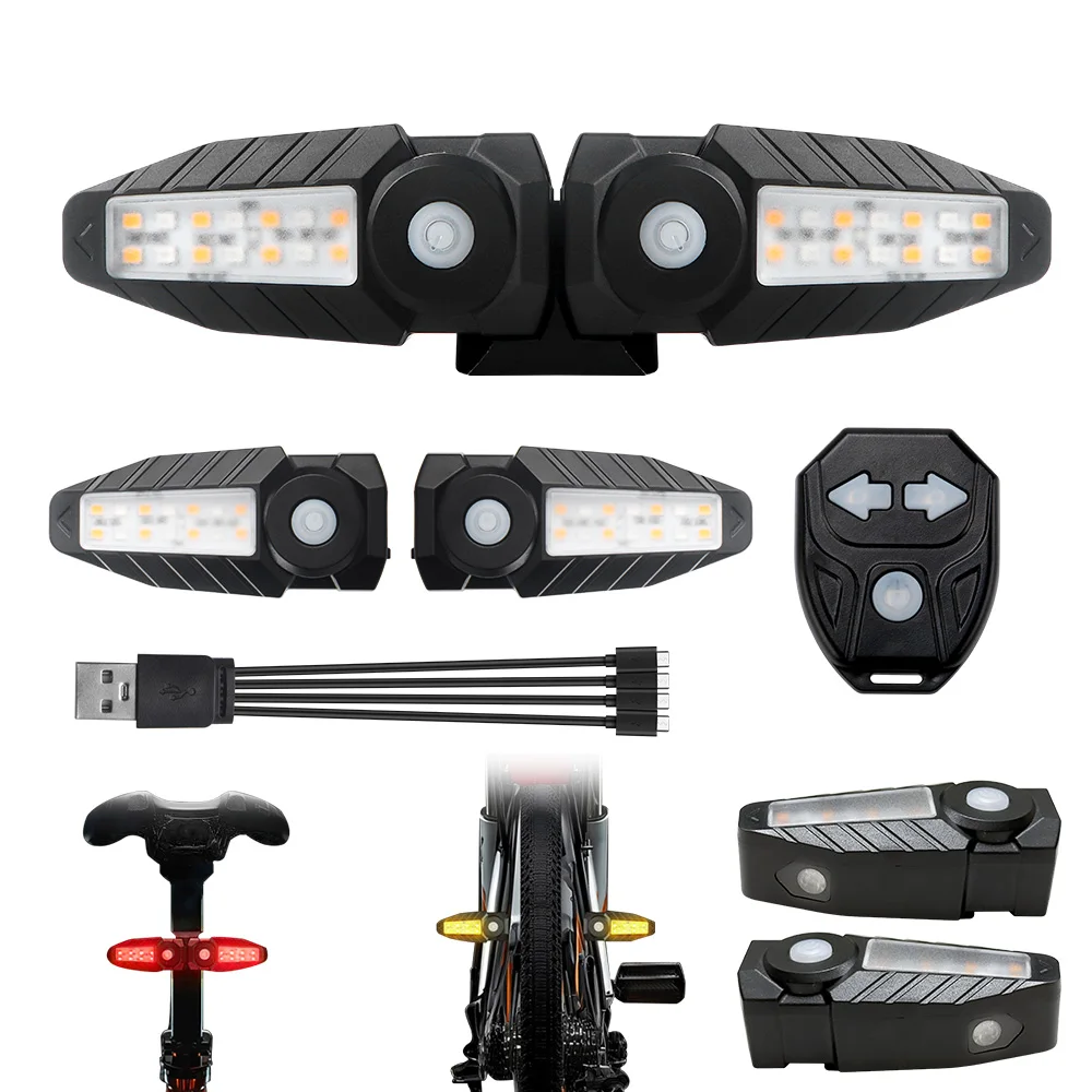 AliExpress NONE 1/ 2Sets Bicycle Remote Control Taillight Projection Riding Light USB Bike Light Wireless Night Light Turn Signal Safety Lamp