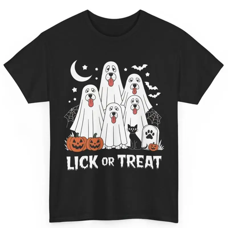 

Halloween Dog Lover Costume Lick Or Treat Mom Dad Cotton T Shirt