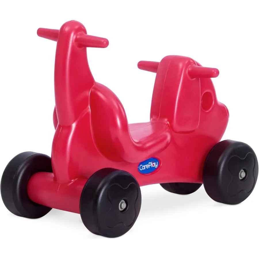 2-in-1 パピー プッシュ＆ライドオンおもちゃ、屋内＆屋外使用、ロープロファイルシート、50ポンドまでの子供に推奨、耐久性のある構造