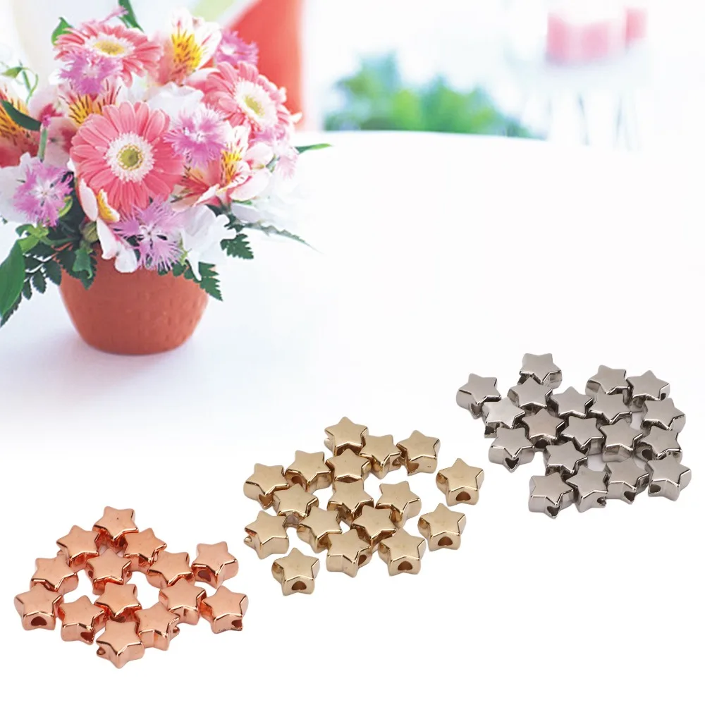 

50 шт. инструментов для изготовления украшений, 3 цвета, пластиковые бусины со звездообразным узором и маленьким отверстием, пластиковые разделительные бусины для создания украшений