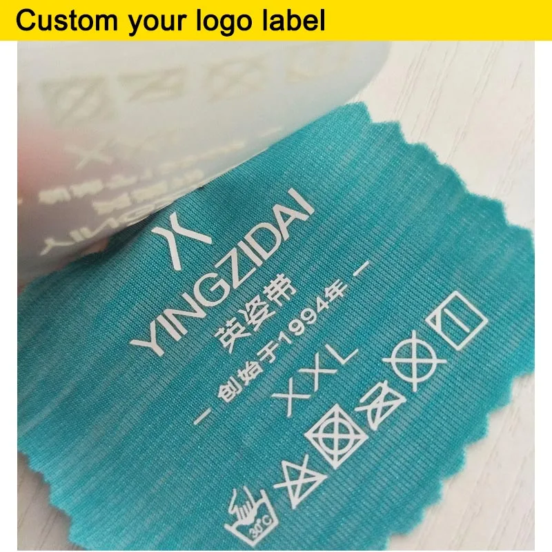 50pcs a lot Mixed Size LOGO printed Vinyl heat transfer Iron Collar Sticker cloth care washing labels Swimsuit tags