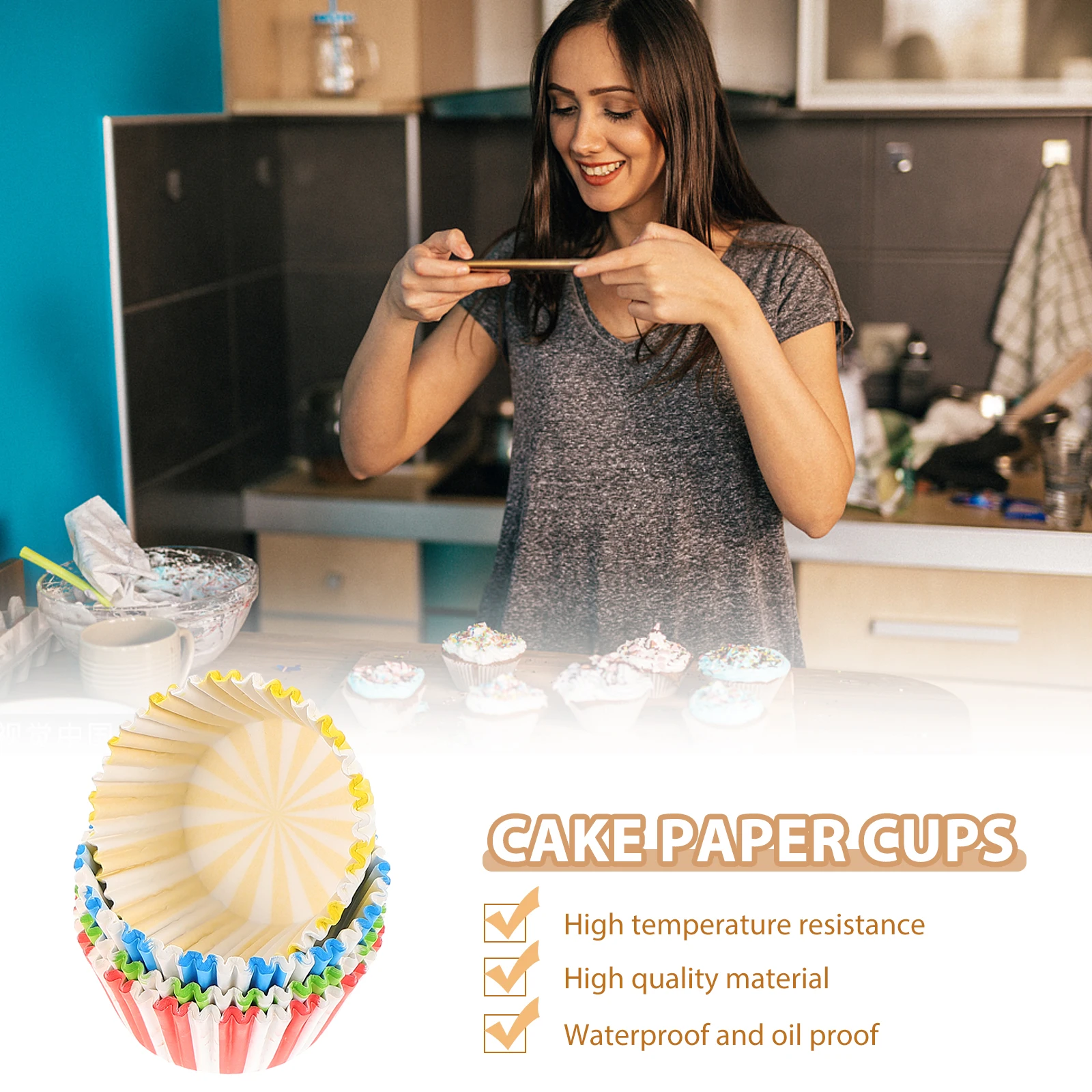 

300pcs Baking Mold Muffin Cups Food Grade Oil Proof Paper Cake Holders Party Supplies Mini Cupcake Baking Decors Kitchen Bar