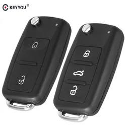 KEYYOU 2/3 buttons Folding Car key Switchblade Key Flip key Shell for VW polo passat b5 Tiguan Golf VOLKSWAGEN Seat Skoda