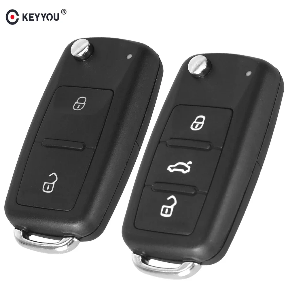 KEYYOU 2/3 buttons Folding Car key Switchblade Key Flip key Shell For VW polo passat b5 Tiguan Golf For VOLKSWAGEN Seat Skoda