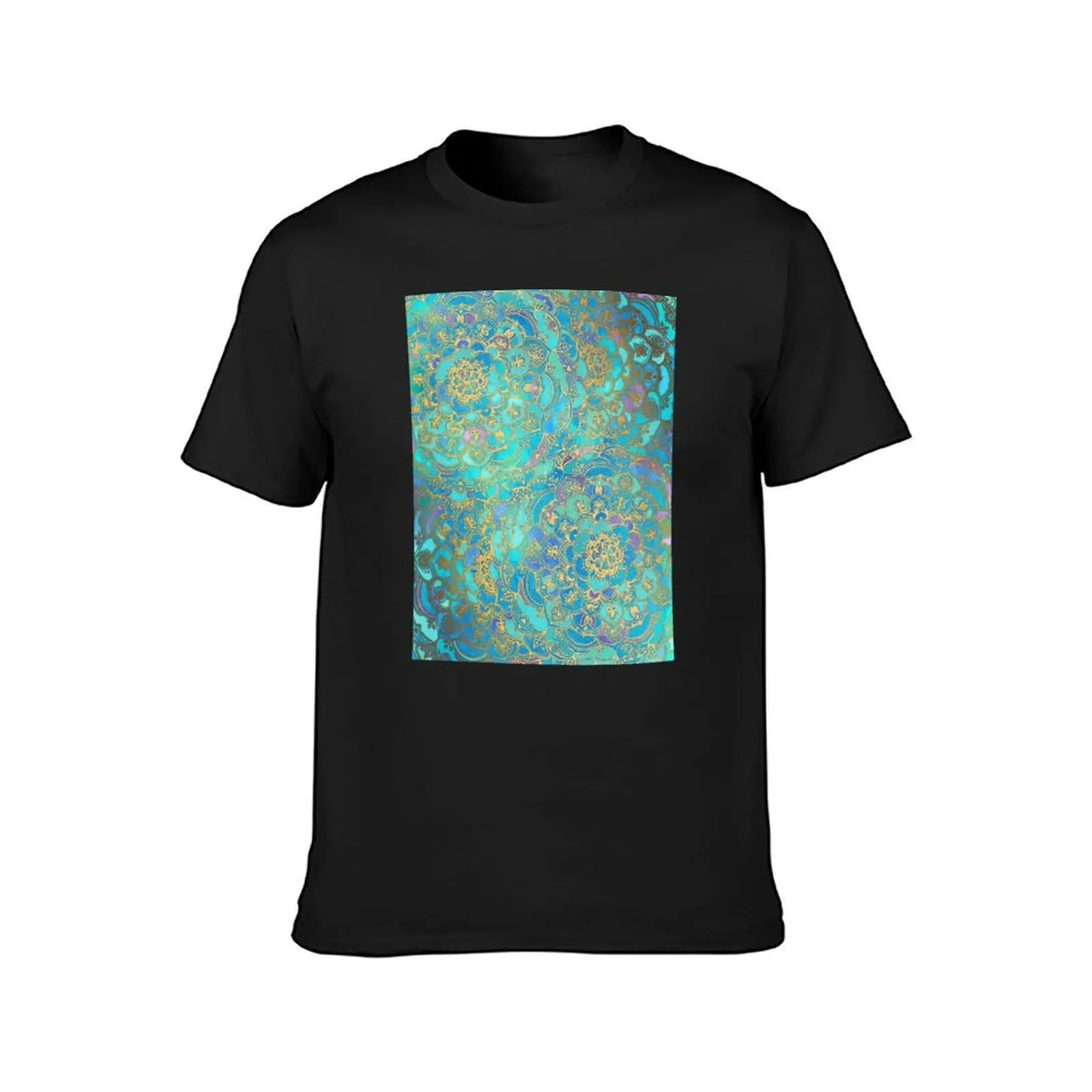 Sapphire & Jade Stained Glass Mandalas T-Shirt graphics plus size tops Aesthetic clothing aesthetic clothes t shirts for men