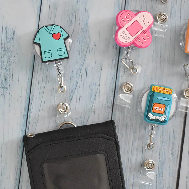 1PCS Cartoon Badge Reel Intrekbare ID Lanyard Naamplaatje Kaart Badge Houder Clip Arts Verpleegkundige Kantoorbenodigdheden Credential houder