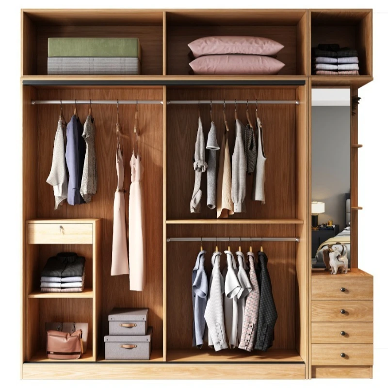 Sliding door large wardrobe household bedroom glass sliding door hotel apartment small apartment wardrobe